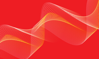 modern simple abstract seamlees yellow color wavy air line pattern art work on red color background