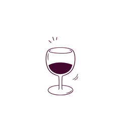 Hand Drawn illustration of wine glass icon. Doodle Vector Sketch Illustration