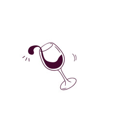 Hand Drawn illustration of wine glass icon. Doodle Vector Sketch Illustration