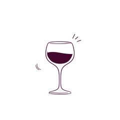 Fototapeta na wymiar Hand Drawn illustration of wine glass icon. Doodle Vector Sketch Illustration