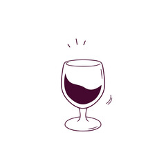 Hand Drawn illustration of wine glass icon. Doodle Vector Sketch Illustration