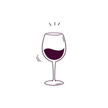 Hand Drawn illustration of wine glass icon. Doodle Vector Sketch Illustration