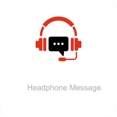 Headphone Message and music icon concept