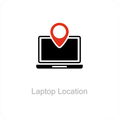 Laptop Location and location icon concept