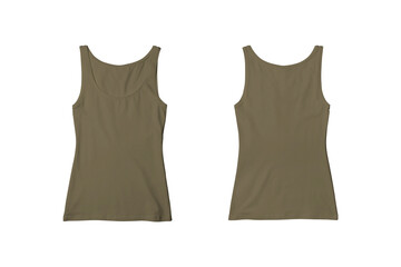 Woman Army Ribbed Tank Top Shirt Front and Back View for Product Mockup
