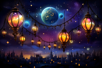 ramadan Kareem, Ramadan crescent moon, Eid Mubarak Islamic festival social media banner and Eid Mubarak Post Template, islam