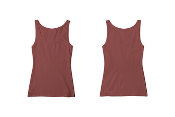 Woman Truffle Ribbed Tank Top Shirt Front and Back View for Product Mockup