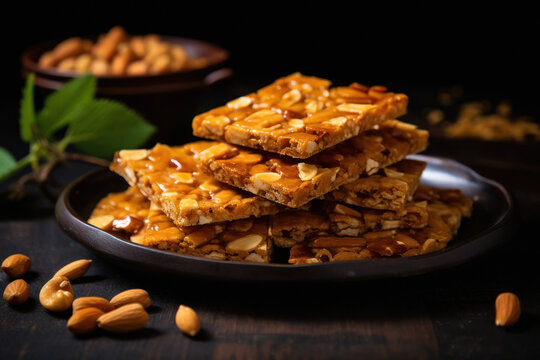 Indian sweet mithai made from groundnut peanut and jaggery