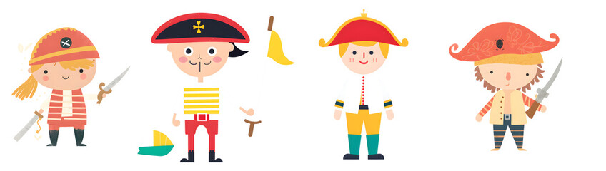 A charming illustrated pirate character for a children's adventure book, embodying childlike adventure and fun