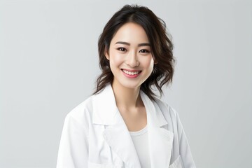 白衣を着た日本人女性（背景なし・医者・医師・女医・歯科医師・薬剤師） - obrazy, fototapety, plakaty