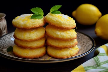 Scrumptious Lemon cheese cookies. Sugar pastry. Generate Ai