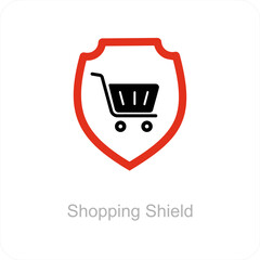 Shopping Shield and shield icon concept