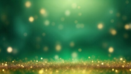 Banner Background abstract gold bokey in de focused emerald green background