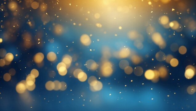 Banner Background abstract gold bokey in defocused blue background