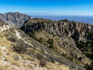 The Guadalupe Peak Trail Above Hunter Peak in The Distance, Guadalupe Mountains National Park, Texas, USA
