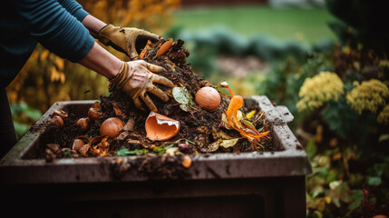 generative ai image of person harvesting compost