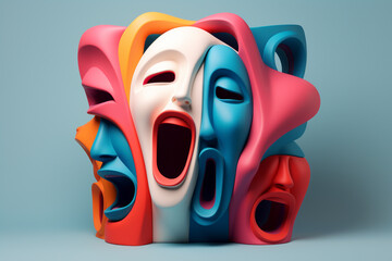 Human emotions 3d background illustration - obrazy, fototapety, plakaty