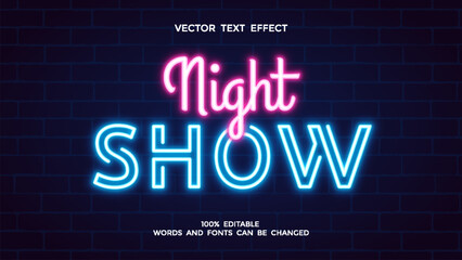 night show editable text effect - obrazy, fototapety, plakaty