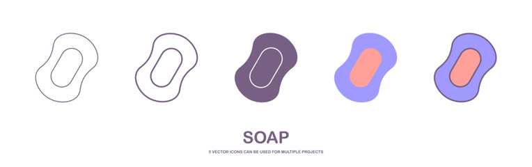 Hygiene icon. Soap icon vector. Single high quality outline symbol for web design or mobile app. Thin line sign for design logo. outline pictogram on white background - obrazy, fototapety, plakaty