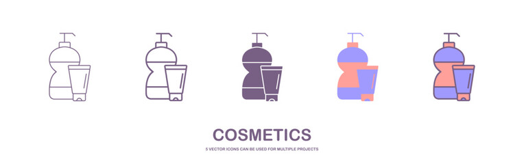 Fototapeta premium Cosmetic icons collection. Beauty, makeup, lotion, deodorant icon.
