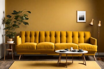 Yellow sofa couch.