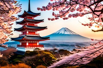 Obraz premium japanese temple in spring