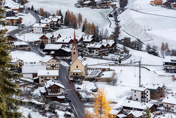 Aerial view of Magdalena village in South Tirol