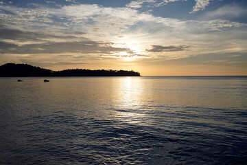 Sunset at sea on Phuket island in Thailand