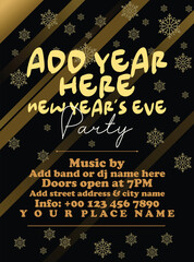 New year's eve party flyer poster or social media post design - obrazy, fototapety, plakaty