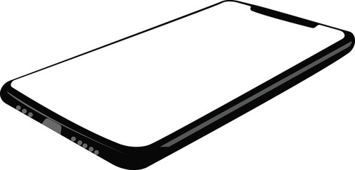 Smartphone vector icon for background graphic design. Modern black vector of mobile gadget in flat style. Phone display with white screen isolated on transparent background.