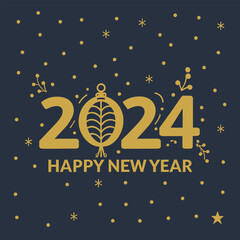 "Sparkling Beginnings: Happy New Year 2024 Vector Illustration Design"