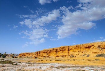 A Yellow Mountain in the Desert of Medenine, Tunisia