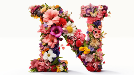alphabet from flowers - letter N