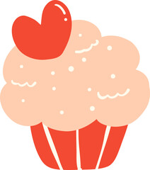 Cute Valentine cupcake illustration