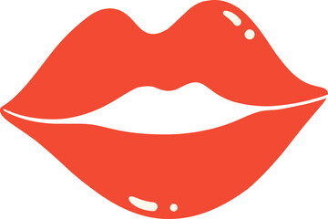 Cute Valentine red lip illustration - obrazy, fototapety, plakaty