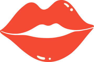 Fotobehang Cute Valentine red lip illustration © Natsicha