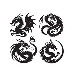 Minimalistic Dragon Silhouette - A Subtle and Striking Artistic Interpretation Highlighting the Essential Form and Presence of Dragons Dragon Silhouette
