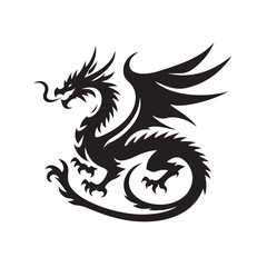 Minimal Dragon Silhouette Mastery - Clean and Stylish Artistic Expression Highlighting the Unique Features and Presence of Dragons Dragon Silhouette
