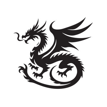 Minimal Dragon Silhouette Mastery - Clean and Stylish Artistic Expression Highlighting the Unique Features and Presence of Dragons Dragon Silhouette
