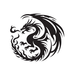 Dragon Minimalism - Silhouette Art Highlighting the Elegance and Intrigue of Dragons, Ideal for Modern Graphic Design and Branding Dragon Silhouette
