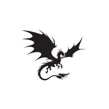 Dragon Silhouette Minimalism - Minimalist Approach to Displaying the Form and Presence of Dragons, Suitable for Various Design Applications
