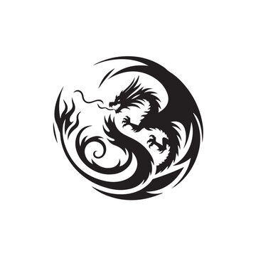 Dragon Essence Silhouette - Minimalist Design Featuring the Pure Silhouette of a Dragon, Offering a Sleek and Stylish Aesthetic Dragon Silhouette
