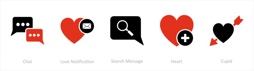 Obraz premium A set of 5 Business icons as chat, love notification, search message