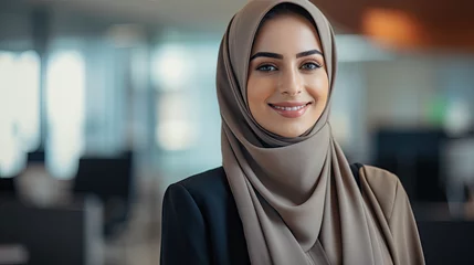 Foto op Plexiglas Abu Dhabi Happy Emirati Arab woman