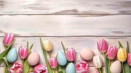 Foto op Aluminium easter celebrastion with colorful pastel painted easter eggs wit © pasakorn