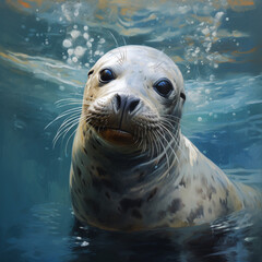 Obraz premium Seal in the sea.