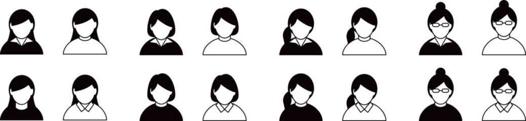 女性のアバターアイコンセット