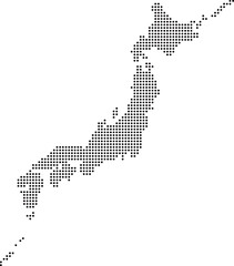 モノクロのドット（丸）の日本地図 - obrazy, fototapety, plakaty