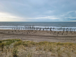 Holandia, widok na Morze Północne z miejscowości Petten aan Zee.
