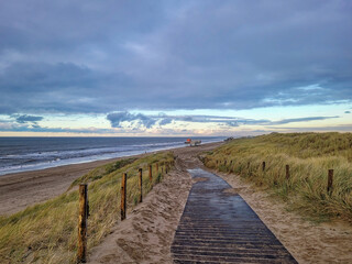 Krajobraz nadmorski, Morze Północne w Holandii Północnej. Miejscowość Callantsoog.